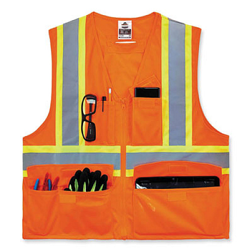 ergodyne GloWear 8235ZX Class 2 Two-Tone X-Back Vest, Polyester, Small/Medium, Orange (26183)