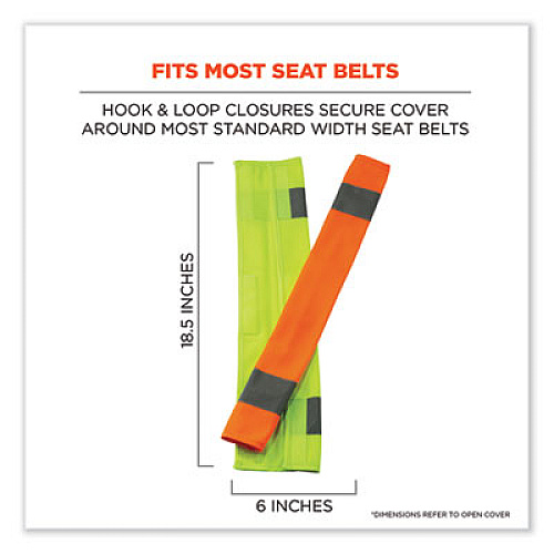 ergodyne GloWear 8004 Hi-Vis Seat Belt Cover, 6" x 18.5", Lime (29043)