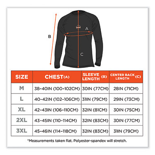 ergodyne N-Ferno 6435 Midweight Long Sleeve Base Layer Shirt, Large, Black (40204)