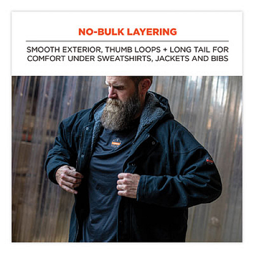 ergodyne N-Ferno 6435 Midweight Long Sleeve Base Layer Shirt, X-Large, Black (40205)