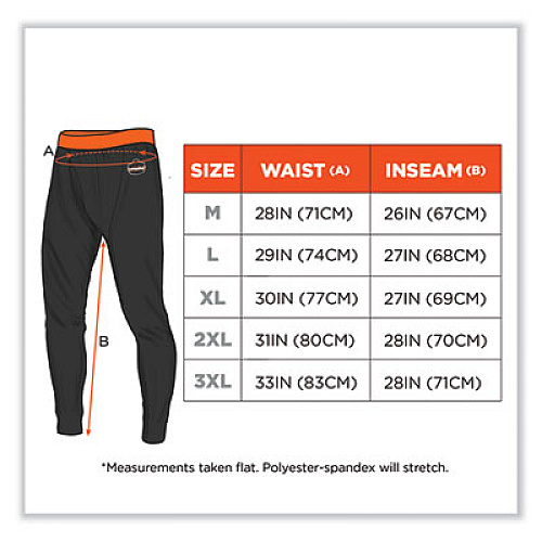 ergodyne N-Ferno 6480 Midweight Base Layer Pants - 240 g, Large, Black (40804)