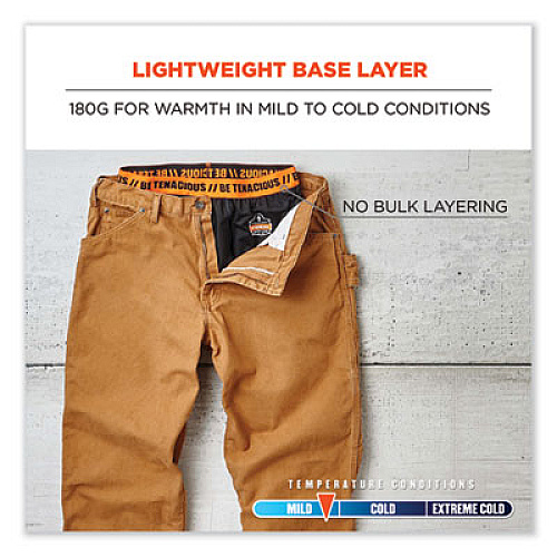 ergodyne N-Ferno 6481 Lightweight Base Layer Pants, 2X-Large, Black (40836)