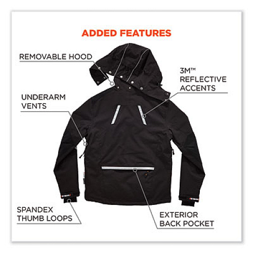 ergodyne N-Ferno 6466 Thermal Jacket with 500D Nylon Shell, Medium, Black (41113)