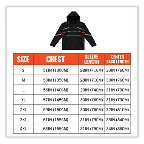 ergodyne N-Ferno 6466 Thermal Jacket with 500D Nylon Shell, Medium, Black (41113)