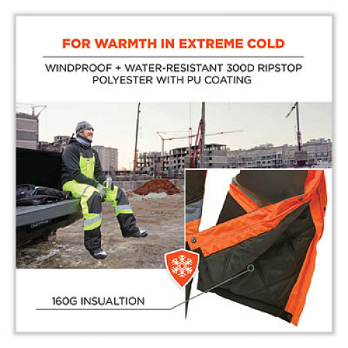 ergodyne GloWear 8928 Class E Hi-Vis Insulated Bibs, 4X-Large, Orange (25638)