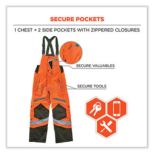 ergodyne GloWear 8928 Class E Hi-Vis Insulated Bibs, 2X-Large, Orange (25636)