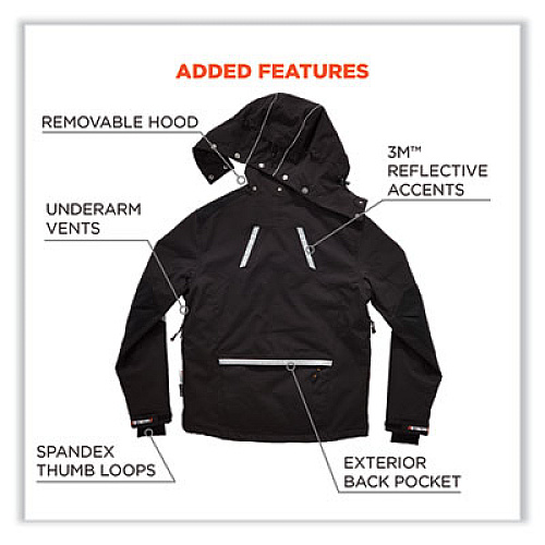 ergodyne N-Ferno 6466 Thermal Jacket with 500D Nylon Shell, 3X-Large, Black (41117)