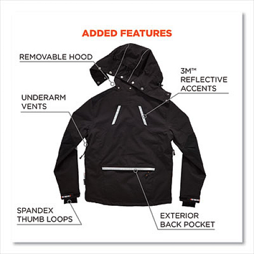 ergodyne N-Ferno 6466 Thermal Jacket with 500D Nylon Shell, 4X-Large, Black (41118)