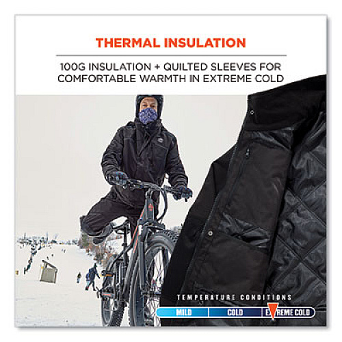 ergodyne N-Ferno 6467 Winter Work Jacket with 300D Polyester Shell, Small, Black (41122)