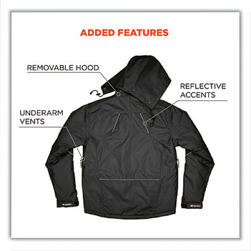 ergodyne N-Ferno 6467 Winter Work Jacket with 300D Polyester Shell, Small, Black (41122)