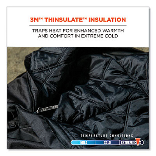 ergodyne N-Ferno 6471 Thermal Bibs with 500D Nylon Shell, Medium, Black (41213)