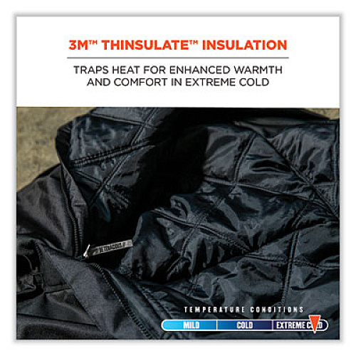 ergodyne N-Ferno 6471 Thermal Bibs with 500D Nylon Shell, X-Large, Black (41215)
