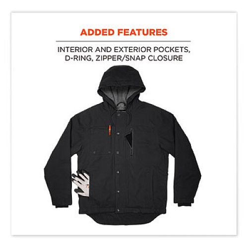 ergodyne N-Ferno 6468 Duck Canvas Work Jacket, Medium, Black (41233)
