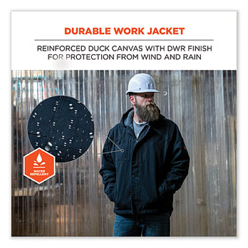 ergodyne N-Ferno 6468 Duck Canvas Work Jacket, Large, Black (41234)