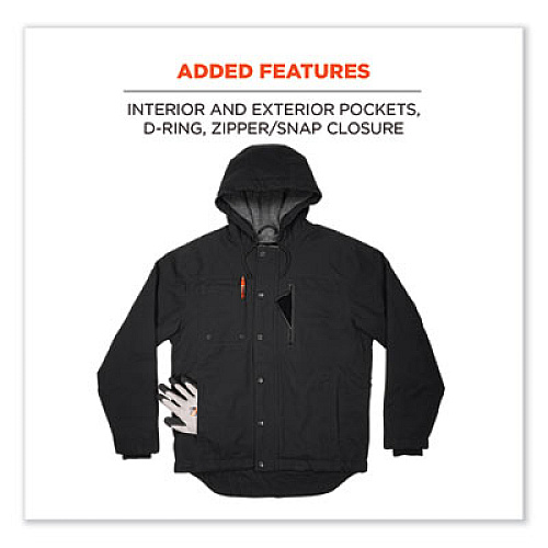 ergodyne N-Ferno 6468 Duck Canvas Work Jacket, Large, Black (41234)