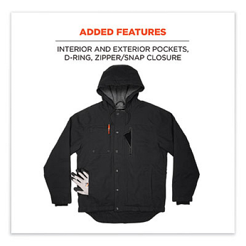 ergodyne N-Ferno 6468 Duck Canvas Work Jacket, 4X-Large, Black (41238)