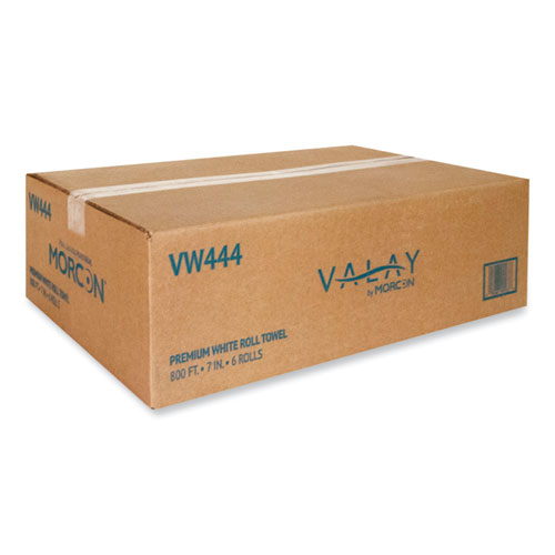 Valay Proprietary Roll Towels, 1-Ply, 7" x 800 ft, White, 6 Rolls/Carton (VW444)