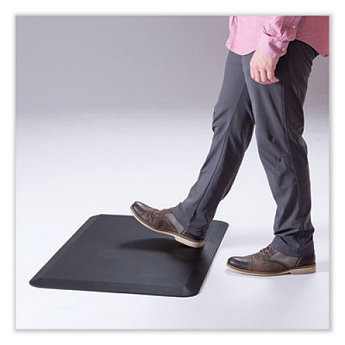 Safco Anti-Fatigue Mat, Rectangular, Black Textured Surface, 24" x 36" (2111BL)