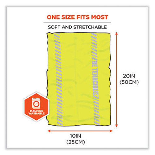 ergodyne Chill-Its 6487R Reflective Cooling Multi-Band, Polyester/Spandex, One Size Fits Most, Hi-Vis Lime (42130)
