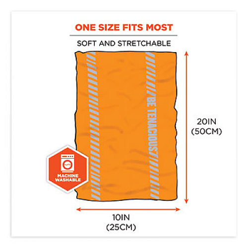 ergodyne Chill-Its 6487R Reflective Cooling Multi-Band, Polyester/Spandex, One Size Fits Most, Hi-Vis Orange (42131)