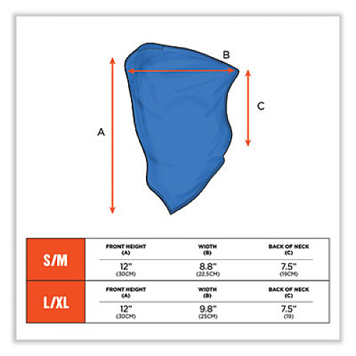 ergodyne Chill-Its 6483 Cooling Neck Gaiter Bandana Pocket, Polyester/Spandex, Large/X-Large, Blue (42134)