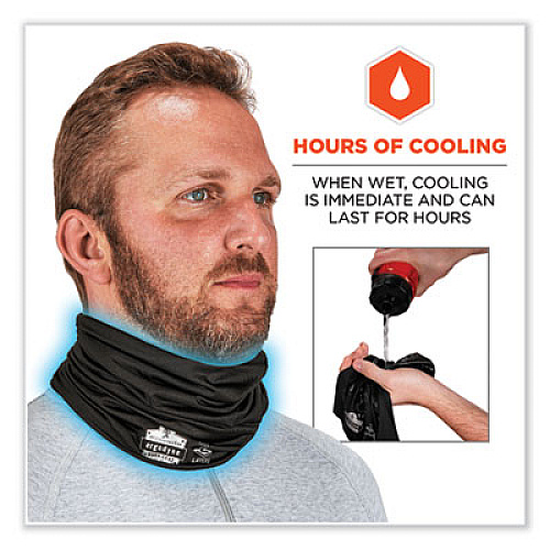 ergodyne Chill-Its 6489 2-Layer Cooling Performance Knit Multi-Band, Polyester/Spandex, Small/Medium, Black (42142)