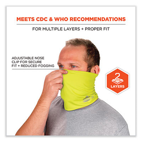 ergodyne Chill-Its 6489 2-Layer Cooling Performance Knit Multi-Band, Polyester/Spandex, Large/X-Large, Hi-Vis Lime (42145)