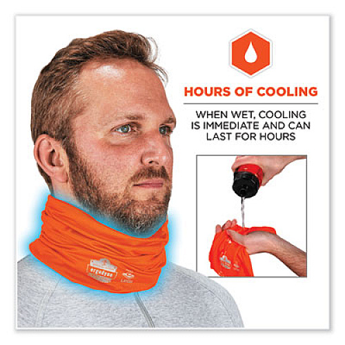 ergodyne Chill-Its 6489 2-Layer Cooling Performance Knit Multi-Band, Polyester/Spandex, Small/Medium, Hi-Vis Orange (42146)