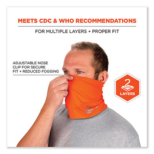 ergodyne Chill-Its 6489 2-Layer Cooling Performance Knit Multi-Band, Polyester/Spandex, Large/X-Large, Hi-Vis Orange (42147)