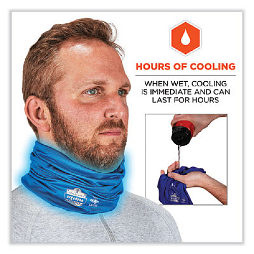 ergodyne Chill-Its 6489 2-Layer Cooling Performance Knit Multi-Band, Polyester/Spandex, Large/X-Large, Blue (42149)