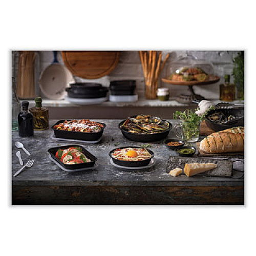 Pactiv Evergreen EarthChoice Versa2Go Microwaveable Container, 36 oz, 8.4 x 5.6 x 2, Black/Clear, Plastic, 150/Carton (NV2GRT3688B)