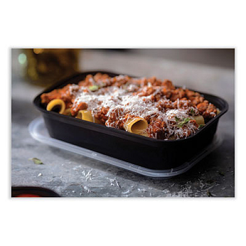 Pactiv Evergreen EarthChoice Versa2Go Microwaveable Container, 36 oz, 8.4 x 5.6 x 2, Black/Clear, Plastic, 150/Carton (NV2GRT3688B)