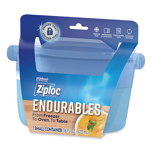 Ziploc Endurables Resusable Silicone Container, 2 Cups, 4.4 x 3.6 x 6.7, Clear, 4/Carton (339968)