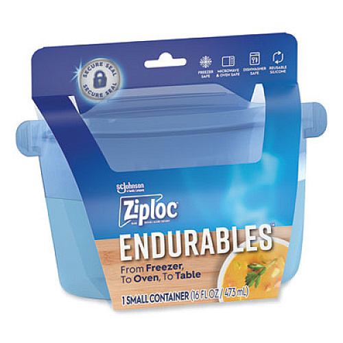 Ziploc Endurables Resusable Silicone Container, 2 Cups, 4.4 x 3.6 x 6.7, Clear, 4/Carton (339968)