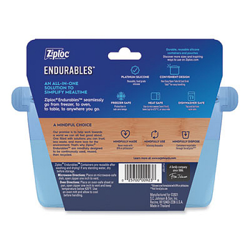 Ziploc Endurables Resusable Silicone Container, 2 Cups, 4.4 x 3.6 x 6.7, Clear, 4/Carton (339968)