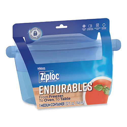Ziploc Endurables Resusable Silicone Container, 4 Cups, 5.4 x 4.5 x 8.4, Clear, 4/Carton (339969)