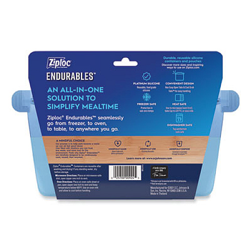 Ziploc Endurables Resusable Silicone Container, 4 Cups, 5.4 x 4.5 x 8.4, Clear, 4/Carton (339969)