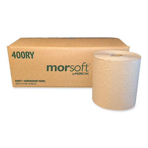 Morcon Tissue Morsoft Controlled Towels, Y-Notch, 1-Ply, 8" x 800 ft, Kraft, 6 Rolls/Carton (400RY)
