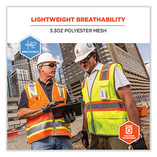 ergodyne GloWear 8246Z-S Single Size Class 2 Two-Tone Mesh Vest, Polyester, 2X-Large, Lime (24566)