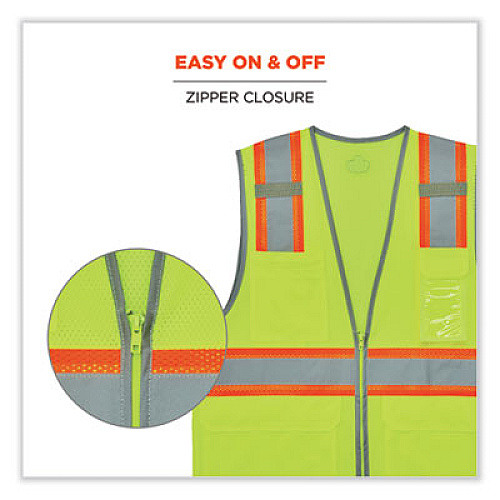 ergodyne GloWear 8246Z-S Single Size Class 2 Two-Tone Mesh Vest, Polyester, 2X-Large, Lime (24566)