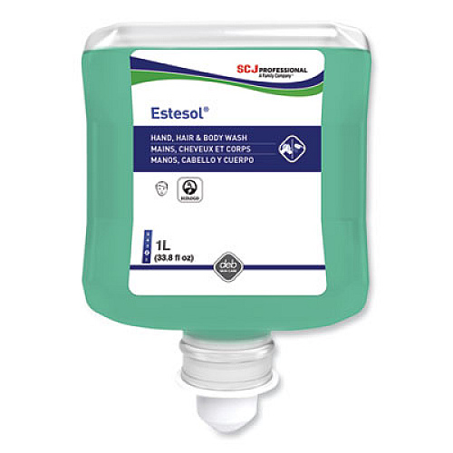 SC Johnson Professional Estesol Hand, Hair and Body Cleaner Manual Cartridge, Rainforest Scent, 1 L, 6/Carton (HAB1L)