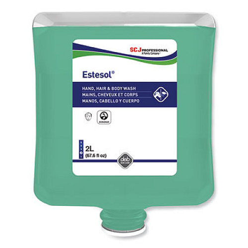 SC Johnson Professional Estesol Hand, Hair and Body Cleaner Manual Cartridge, Rainforest Scent, 2 L, 4/Carton (HAB2LT)