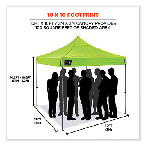 ergodyne Shax 6000 Heavy-Duty Pop-Up Tent, Single Skin, 10 ft x 10 ft, Polyester/Steel, Lime (12900)