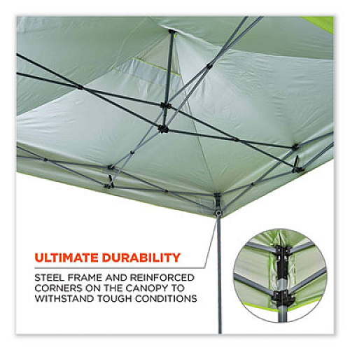 ergodyne Shax 6000 Heavy-Duty Pop-Up Tent, Single Skin, 10 ft x 10 ft, Polyester/Steel, Lime (12900)
