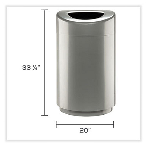 Safco Open Top Round Waste Receptacle, 30 gal, Steel, Silver (9920SL)