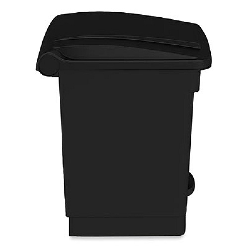 Safco Plastic Step-On Receptacle, 8 gal, Metal, Black (9924BL)