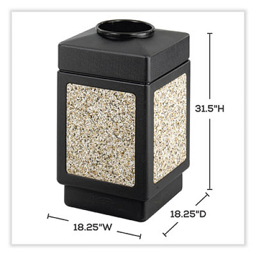 Safco Canmeleon Aggregate Panel Receptacles, Top-Open, 38 gal, Polyethylene, Black (9471NC)