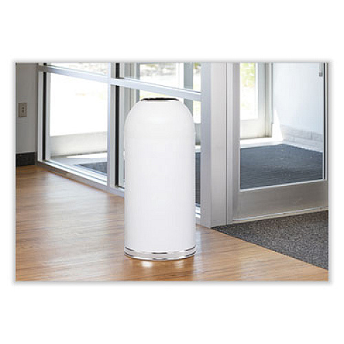 Safco Open Top Dome Receptacle, 15 gal, Steel, White (9639WH)