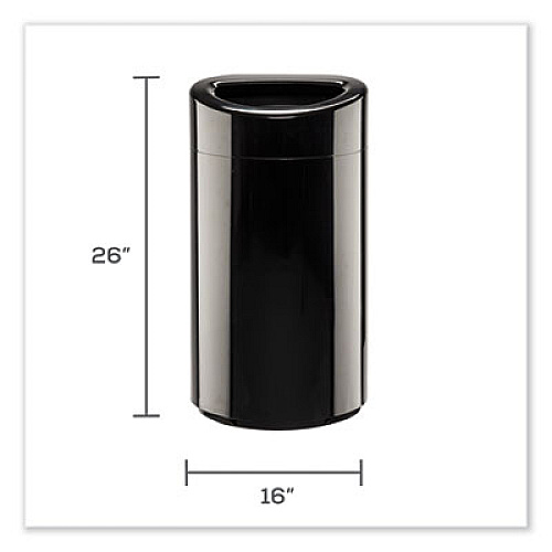 Safco Open Top Oval Waste Receptacle, 14 gal, Steel, Black (9921BL)