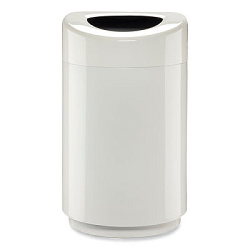 Safco Open Top Round Waste Receptacle, 30 gal, Steel, White (9920WH)